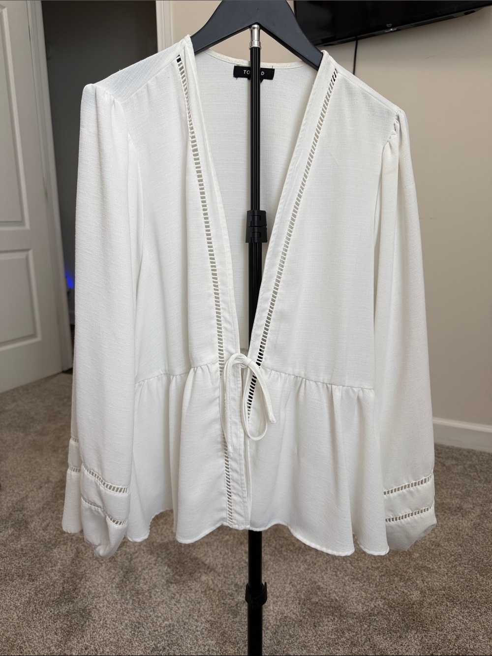 torrid White Crochet-Trim Tie-Front Blouse Cardigan